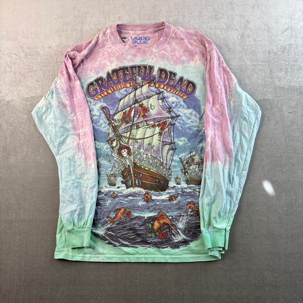Grateful‎ Dead Liquid Blue Tie Dye Long Sleeve Shirt Y2K Men’s Size Medium